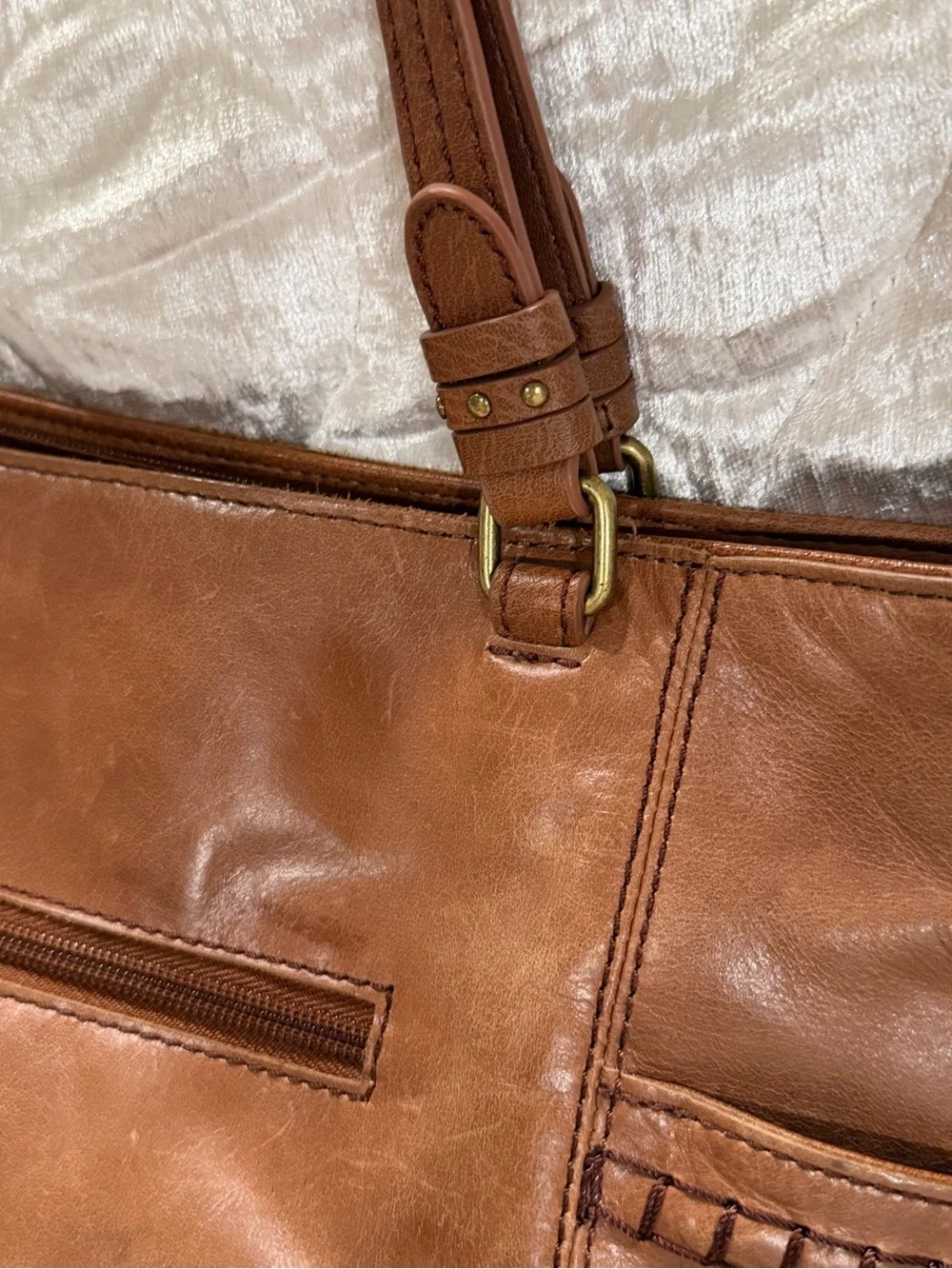 The Sak Sequoia Brown Embossed Leather Shoulder Tote
